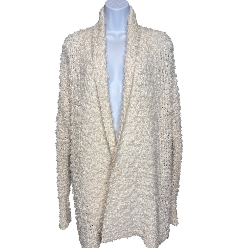 Akemi + Kin Anthropologie Womens Cream Popcorn Knit Open Front Cardigan Sz XS